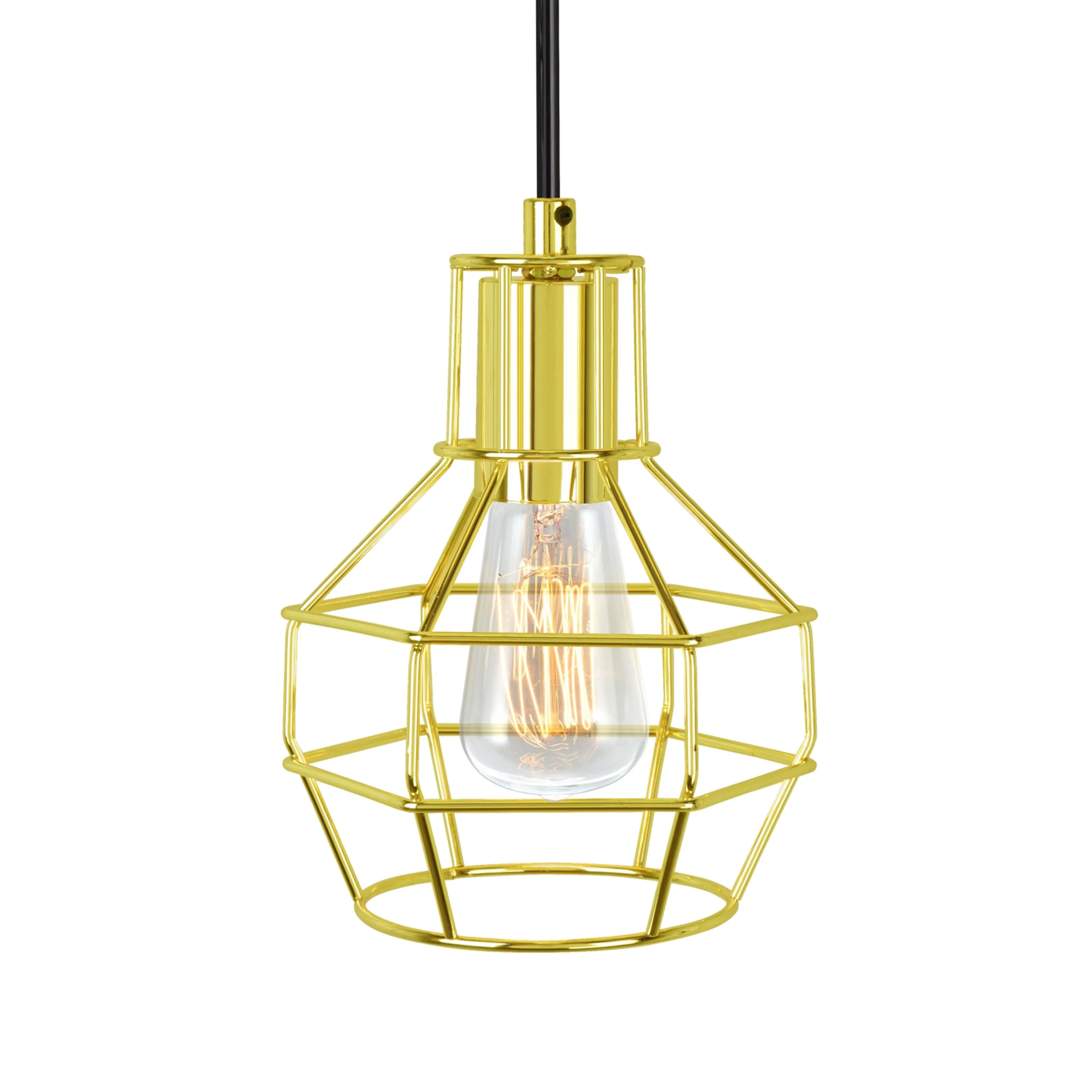 # 61122-11, One-Light Hanging Mini Pendant Ceiling Light, Transitional Design in Polished Brass Finish, 4-1/2" Wide