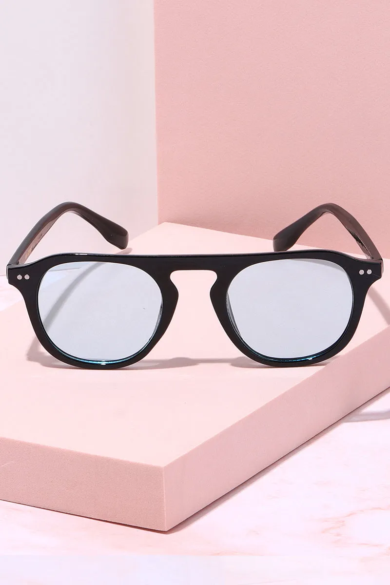 Checked In Round Frame Sunglasses