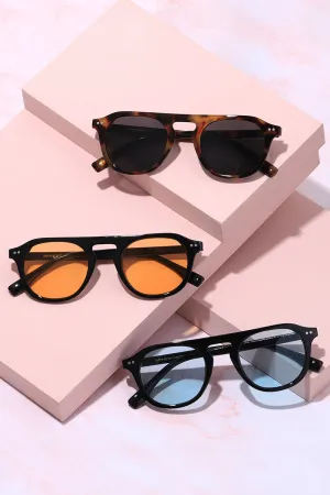 Checked In Round Frame Sunglasses