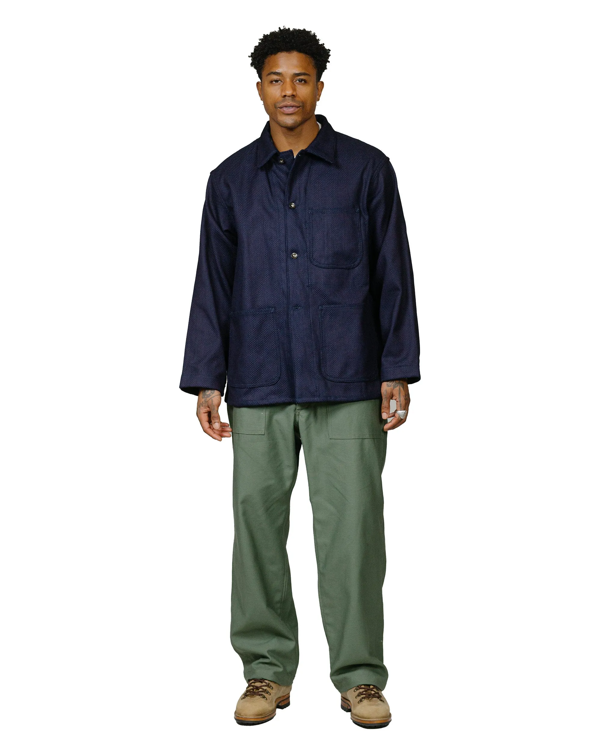 Engineered Garments Workaday Utility Jacket Dark Navy Cotton Heavy Basketweave