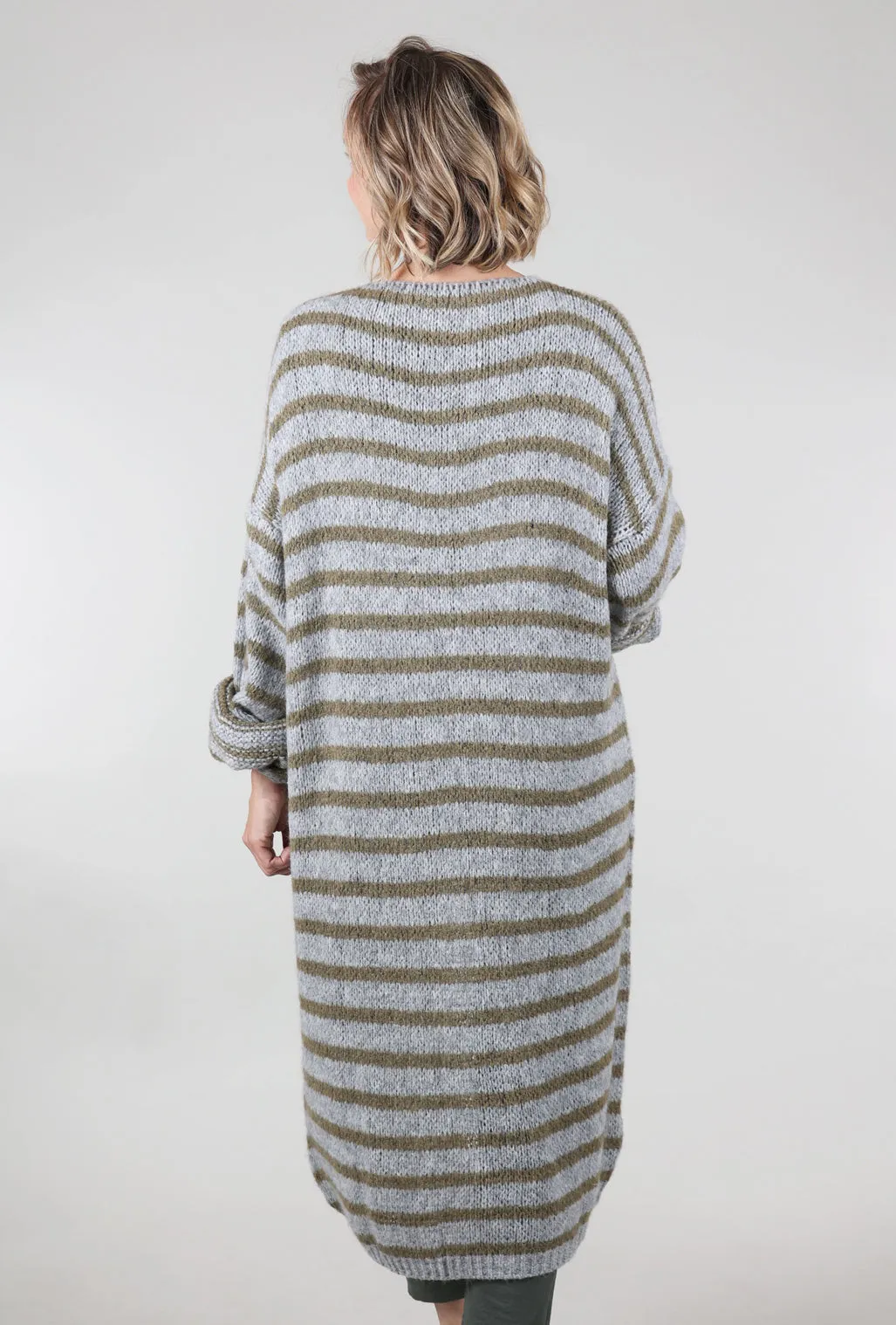 Flo Long Cardie, Gray/Moss