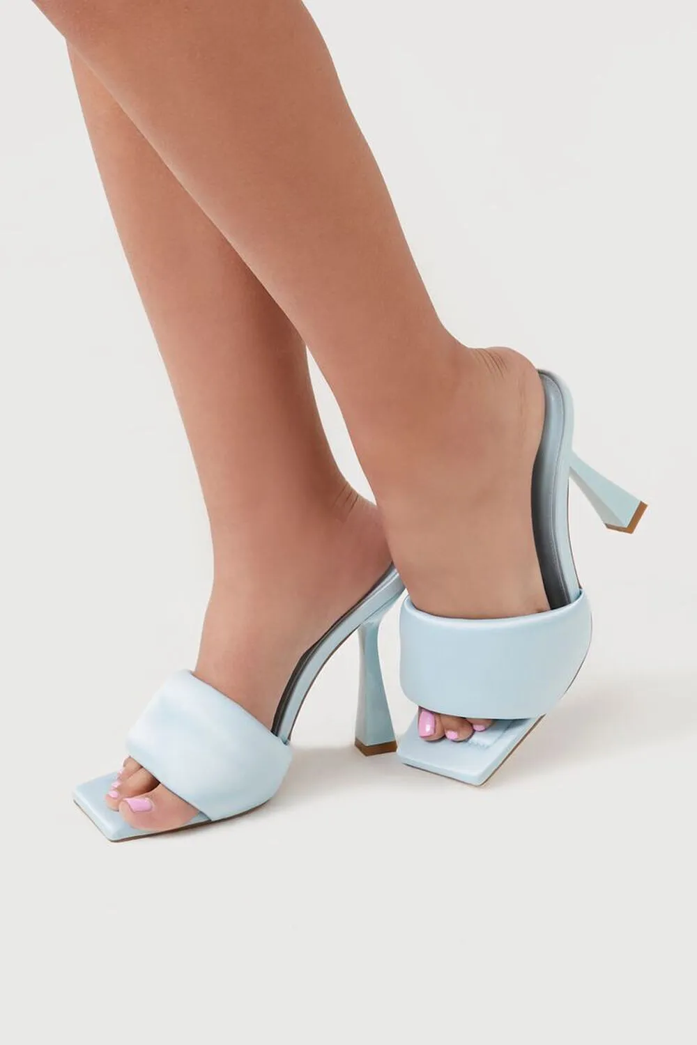 Forever 21 Square Toe Slip On Stiletto Heels, Blue