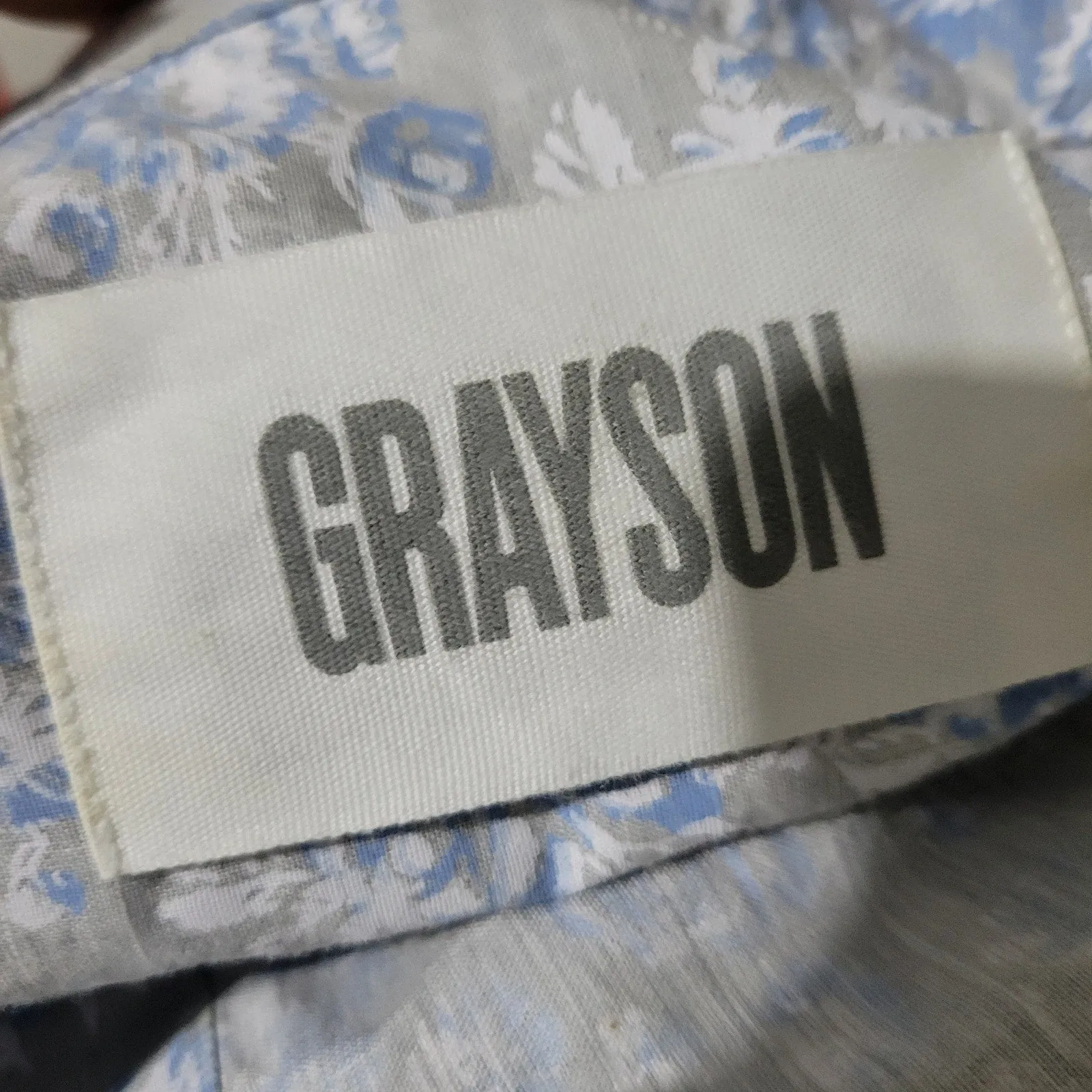 Grayson Hero Shirt Grey Floral Boyfriend Button Front Cotton Tumbled Classic Size XS