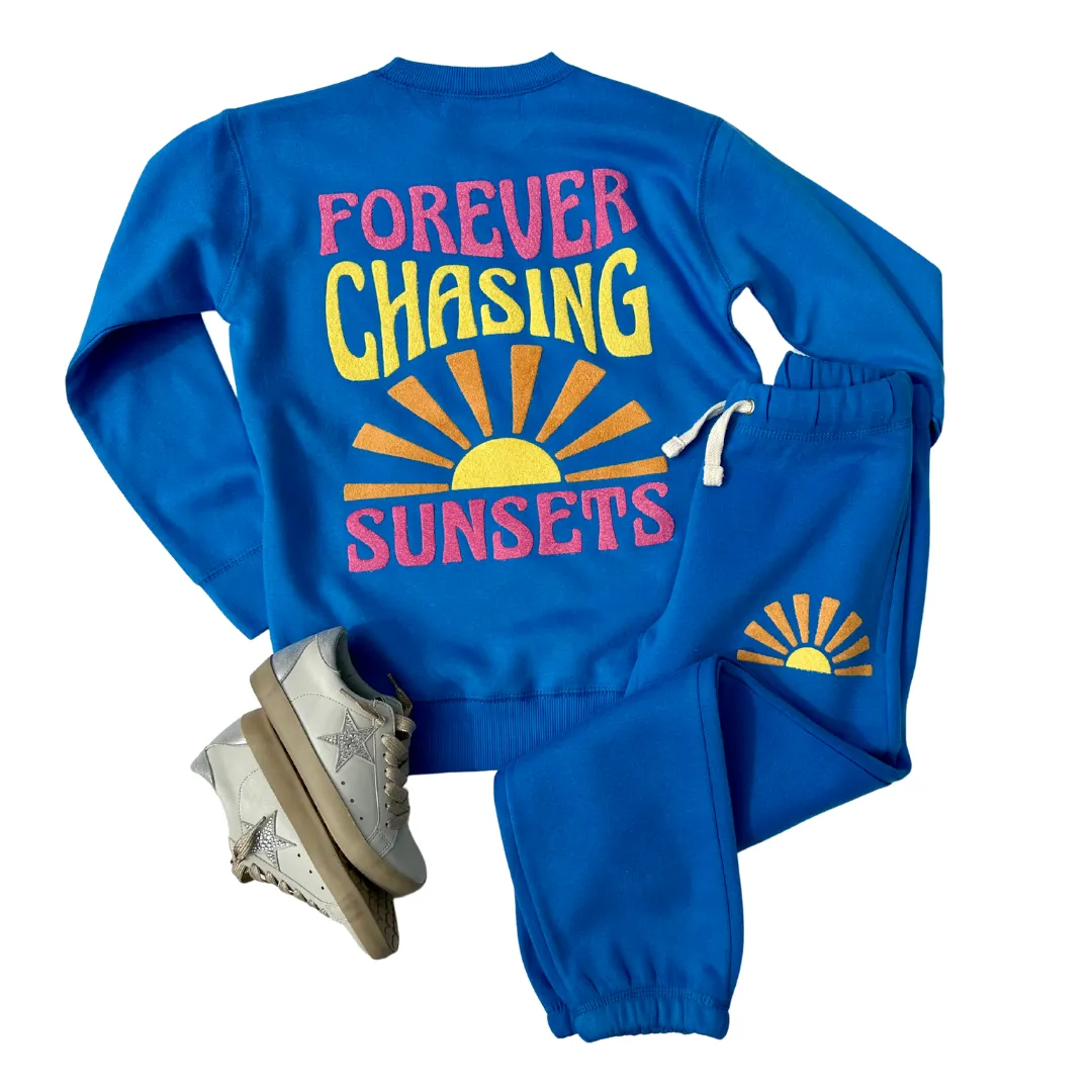 Hailey Oversized Crewneck Cobalt Sunsets