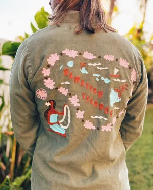 Hawaiian Islands Map - Vintage Chain Stitch Jacket 16.5"x34"