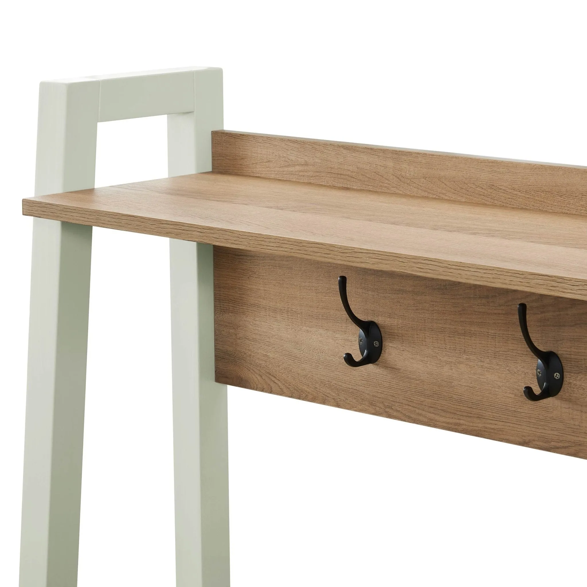 Nell Hallway Shelf with Hooks - Sage Green