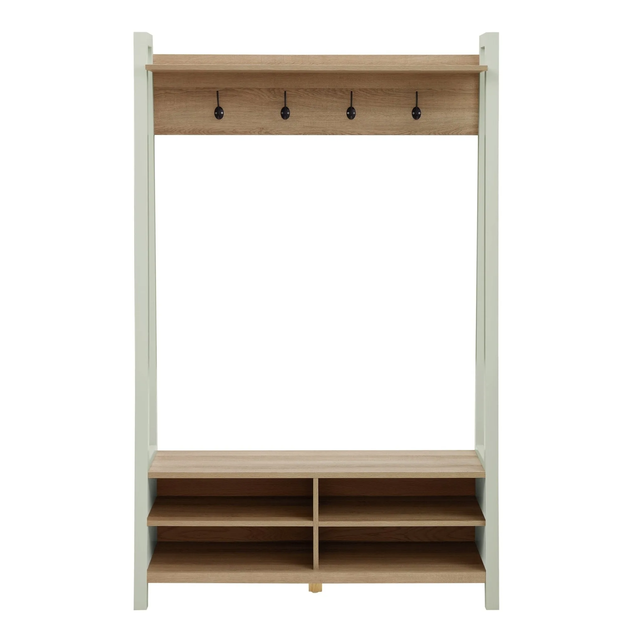 Nell Hallway Shelf with Hooks - Sage Green
