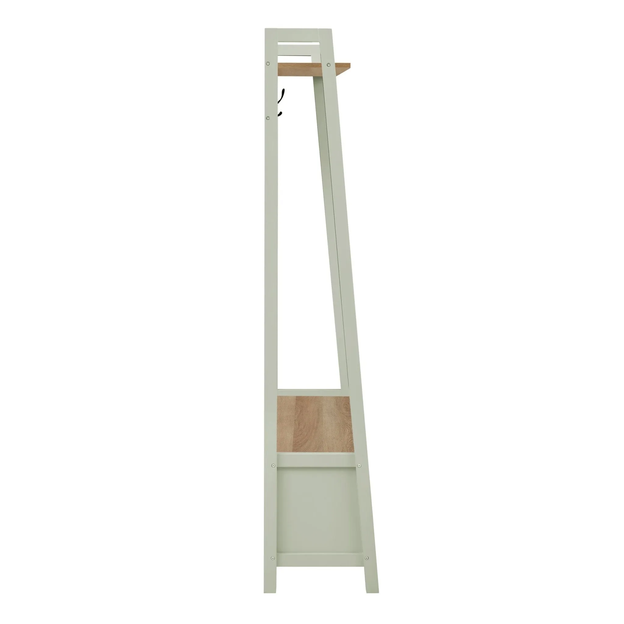 Nell Hallway Shelf with Hooks - Sage Green