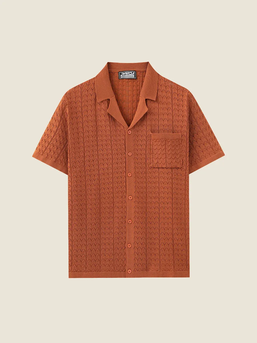 Open-Knit Short Sleeve Sweater Top
