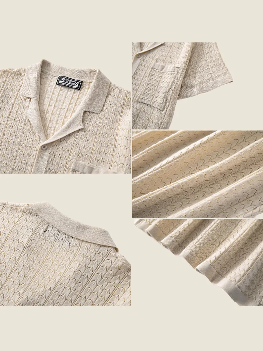 Open-Knit Short Sleeve Sweater Top