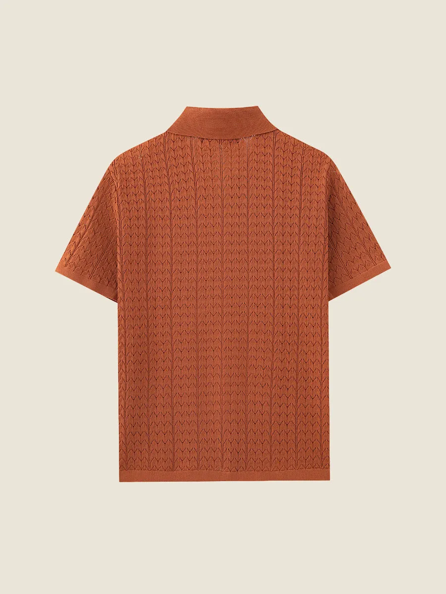 Open-Knit Short Sleeve Sweater Top