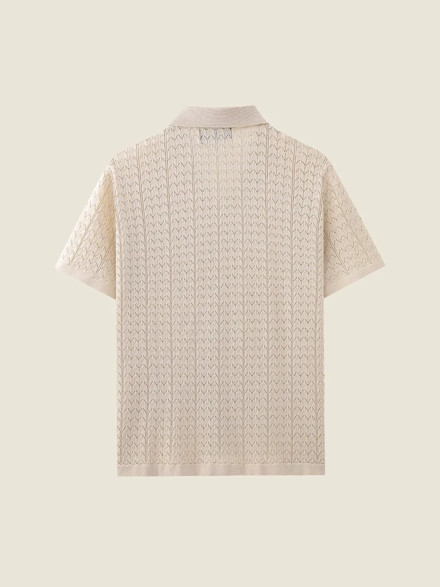 Open-Knit Short Sleeve Sweater Top