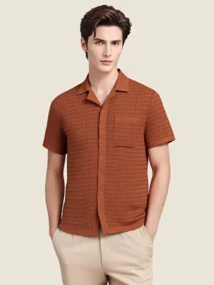 Open-Knit Short Sleeve Sweater Top