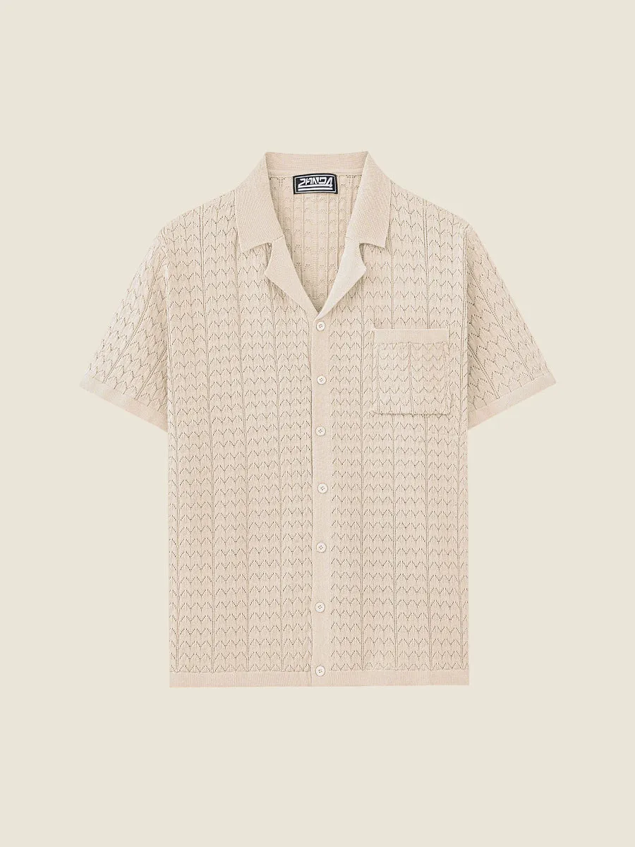 Open-Knit Short Sleeve Sweater Top