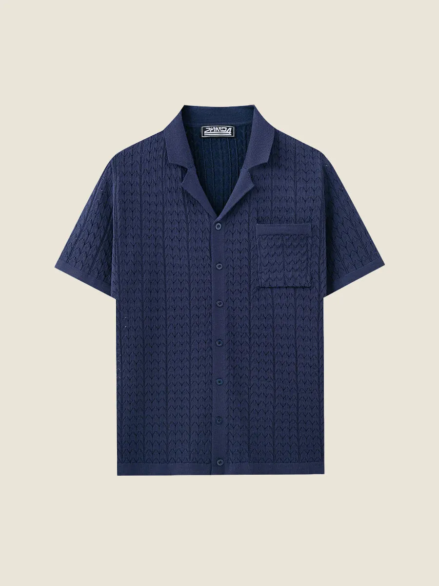 Open-Knit Short Sleeve Sweater Top