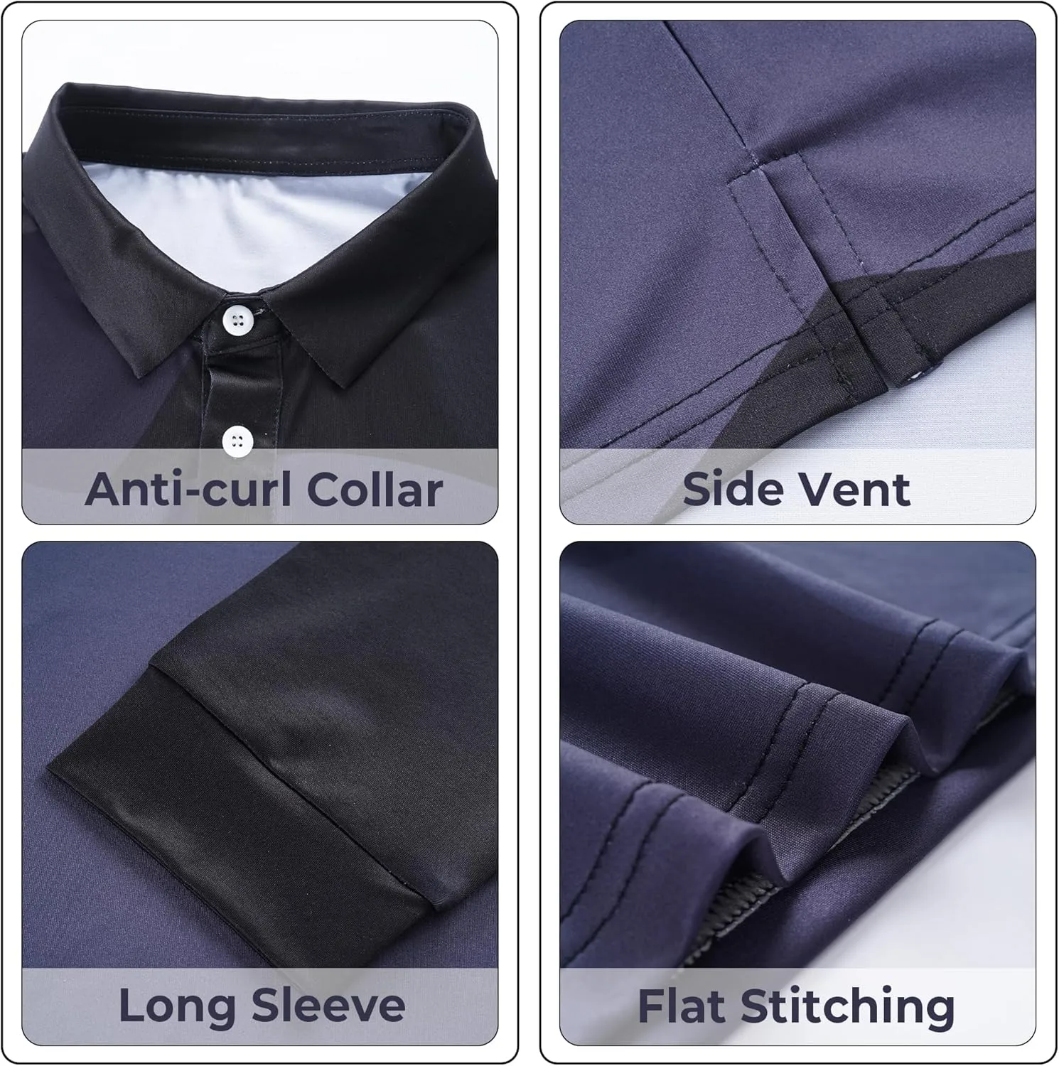 Polo Shirts for Men Long and Short Sleeve  Recycled Outstanding Print Dry Fit Performance Mens Golf Polo Shirts