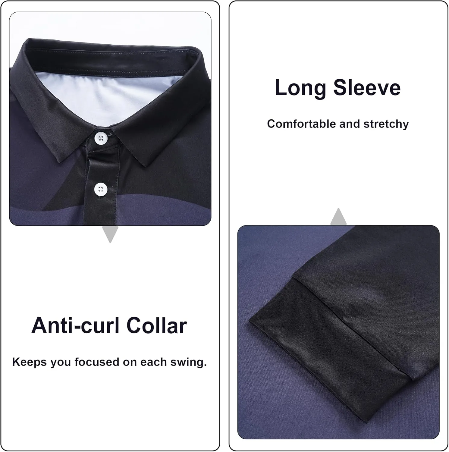 Polo Shirts for Men Long and Short Sleeve  Recycled Outstanding Print Dry Fit Performance Mens Golf Polo Shirts
