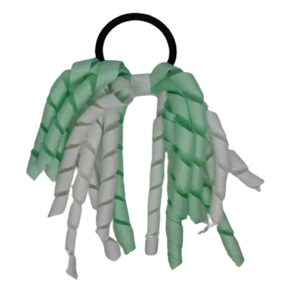 School Hair Accessories Short Curly Ponytail Streamer  Hair Tie - Pastel Green (28 colours options to pick from)