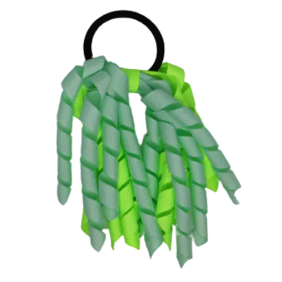 School Hair Accessories Short Curly Ponytail Streamer  Hair Tie - Pastel Green (28 colours options to pick from)
