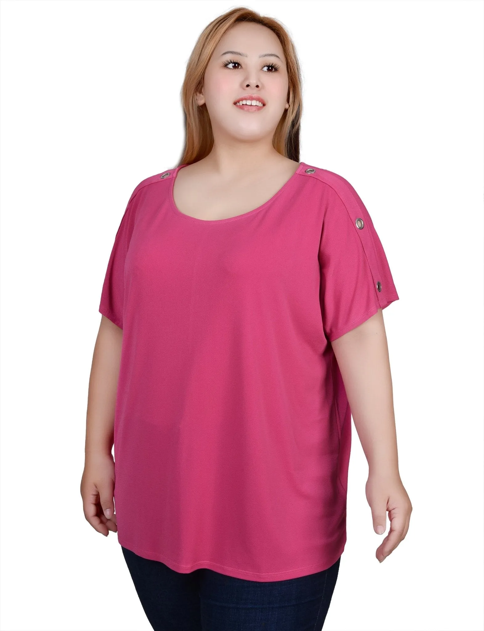 Short Sleeve Extended Sleeve Tunic Top - Plus