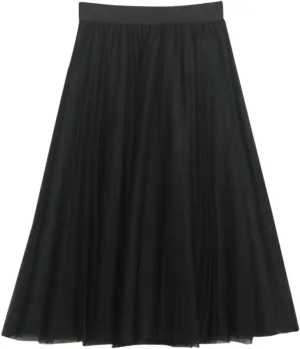 Tulle Skirts for Women Cute Puffy Wedding Midi Tutu Skirts Ruffle Mesh Vintage Chiffon A Line Pleated Party Skirt
