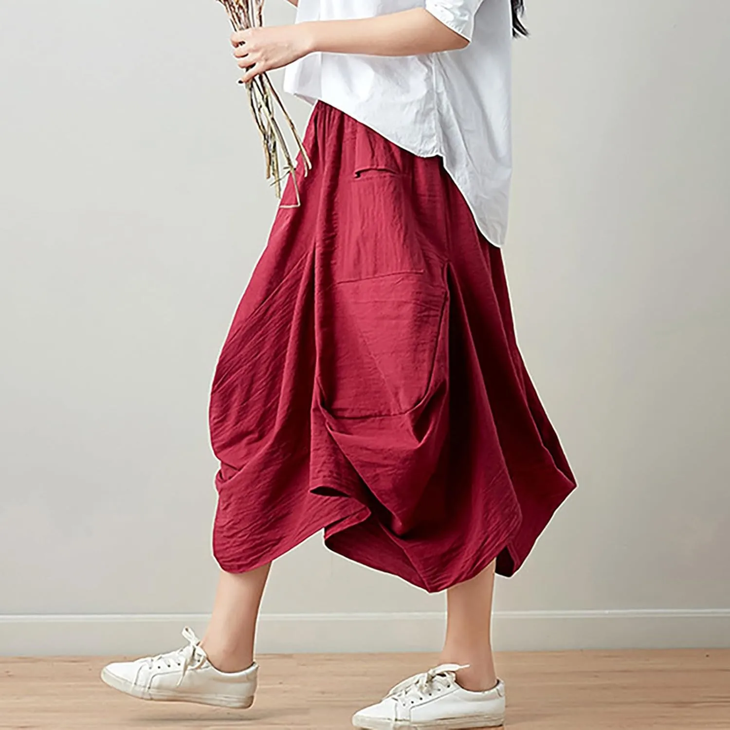 Women's Skirt Ethnic Style Cute Beautiful Loose Skirt Girls Plaid Skirt Size 12
