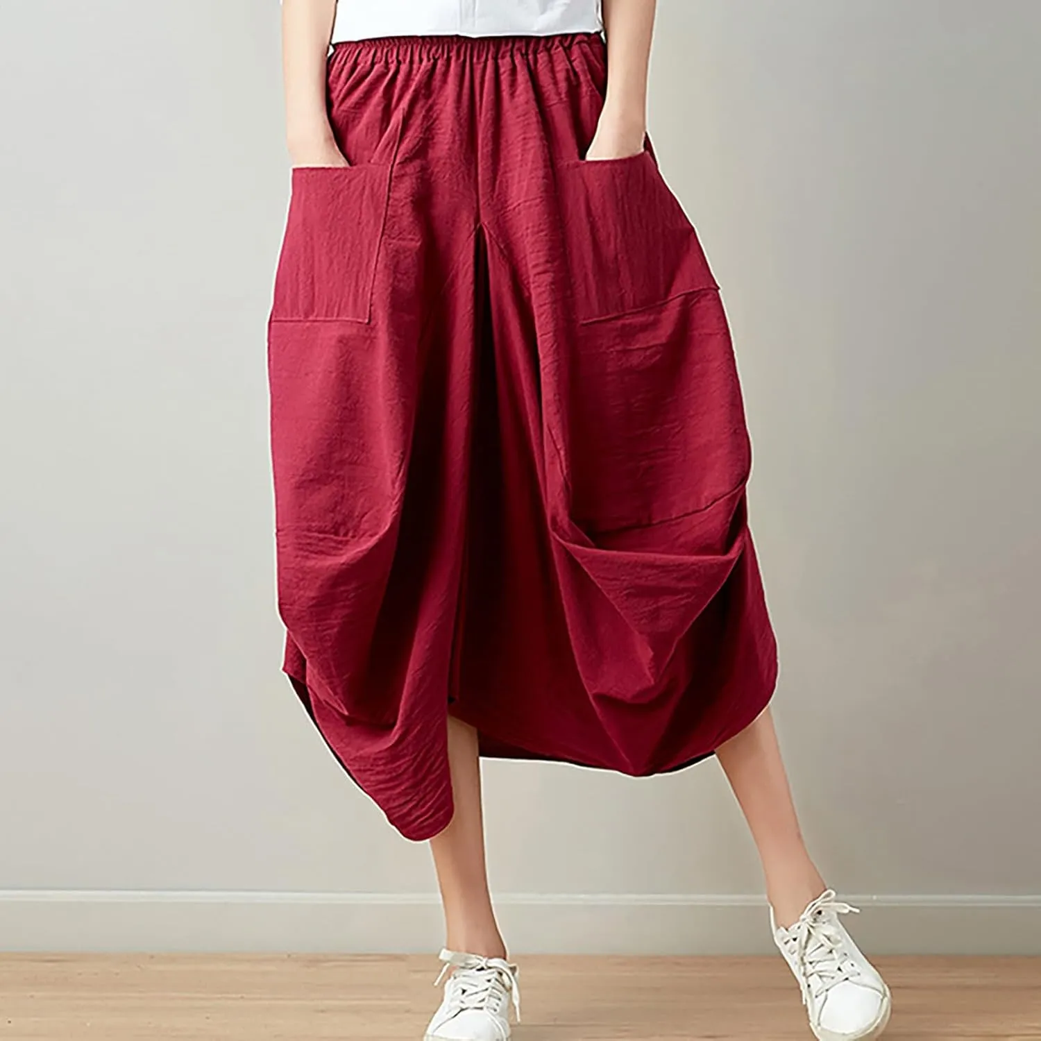 Women's Skirt Ethnic Style Cute Beautiful Loose Skirt Girls Plaid Skirt Size 12