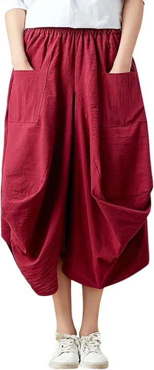 Women's Skirt Ethnic Style Cute Beautiful Loose Skirt Girls Plaid Skirt Size 12